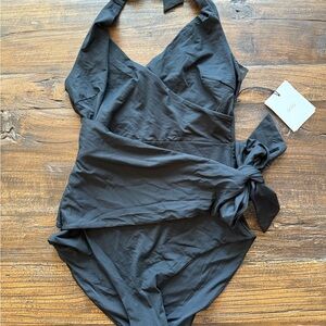 Onia Black Halter One-Piece Swimsuit